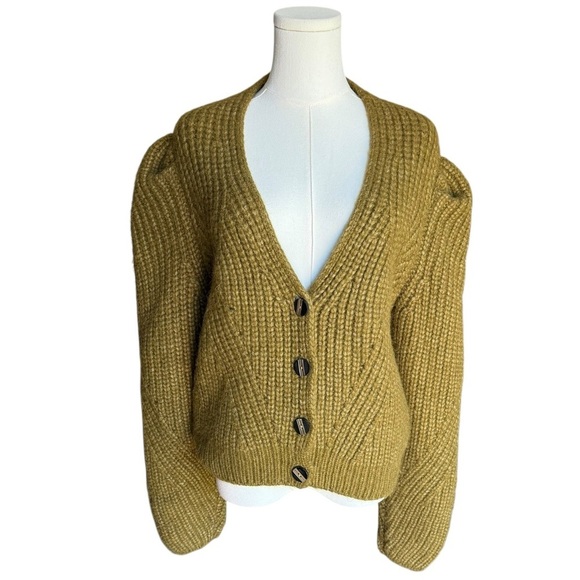 Ulla Johnson - Greta Alpaca Wool Knit Cardigan Olive Tapenade Sz M - Picture 5 of 11